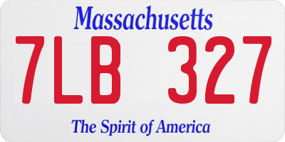MA license plate 7LB327
