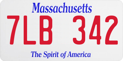 MA license plate 7LB342