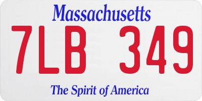 MA license plate 7LB349