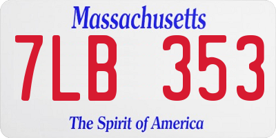 MA license plate 7LB353