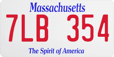 MA license plate 7LB354