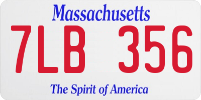 MA license plate 7LB356