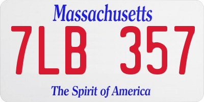 MA license plate 7LB357