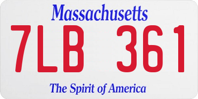 MA license plate 7LB361