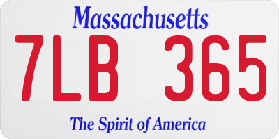 MA license plate 7LB365