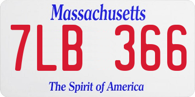 MA license plate 7LB366