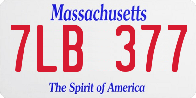 MA license plate 7LB377