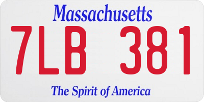 MA license plate 7LB381