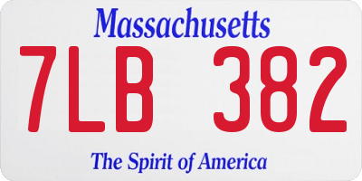 MA license plate 7LB382