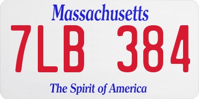 MA license plate 7LB384
