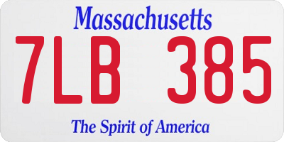 MA license plate 7LB385