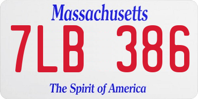 MA license plate 7LB386