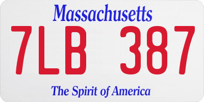 MA license plate 7LB387