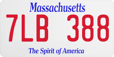 MA license plate 7LB388