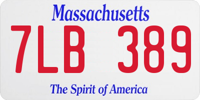 MA license plate 7LB389