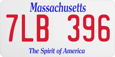 MA license plate 7LB396