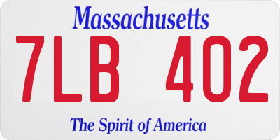 MA license plate 7LB402