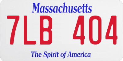 MA license plate 7LB404
