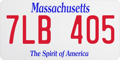 MA license plate 7LB405