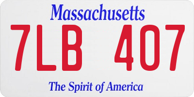 MA license plate 7LB407