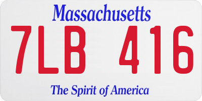 MA license plate 7LB416
