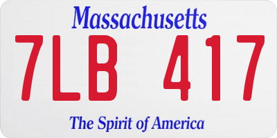 MA license plate 7LB417