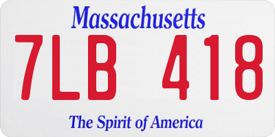MA license plate 7LB418