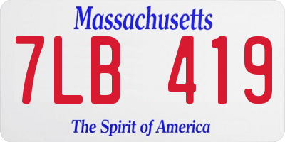 MA license plate 7LB419