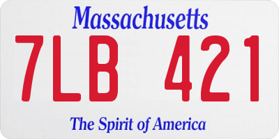 MA license plate 7LB421