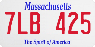 MA license plate 7LB425