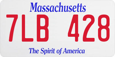 MA license plate 7LB428