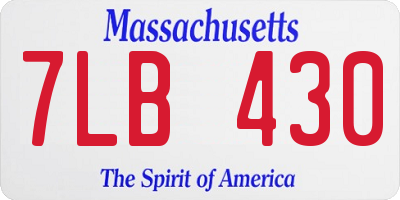 MA license plate 7LB430