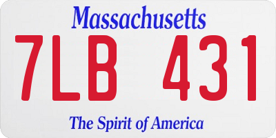 MA license plate 7LB431
