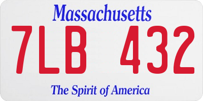 MA license plate 7LB432
