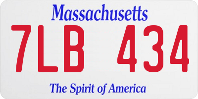 MA license plate 7LB434