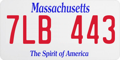 MA license plate 7LB443