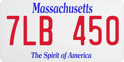 MA license plate 7LB450