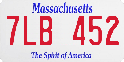 MA license plate 7LB452