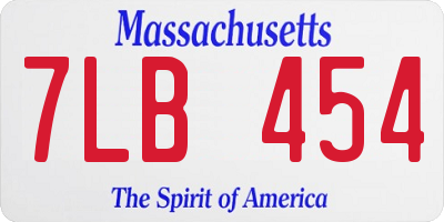MA license plate 7LB454