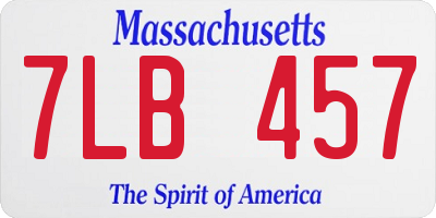 MA license plate 7LB457