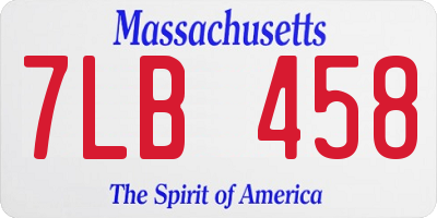 MA license plate 7LB458