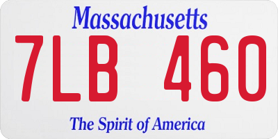 MA license plate 7LB460