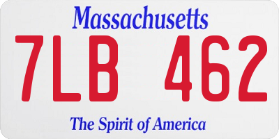 MA license plate 7LB462