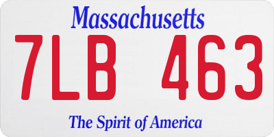 MA license plate 7LB463