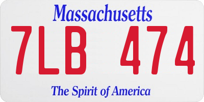 MA license plate 7LB474