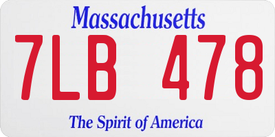 MA license plate 7LB478