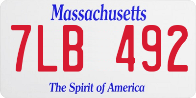 MA license plate 7LB492