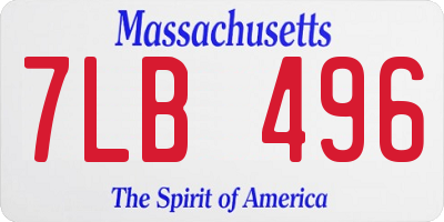 MA license plate 7LB496
