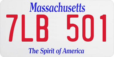 MA license plate 7LB501
