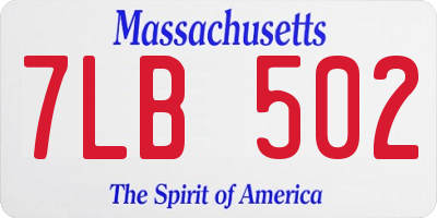 MA license plate 7LB502